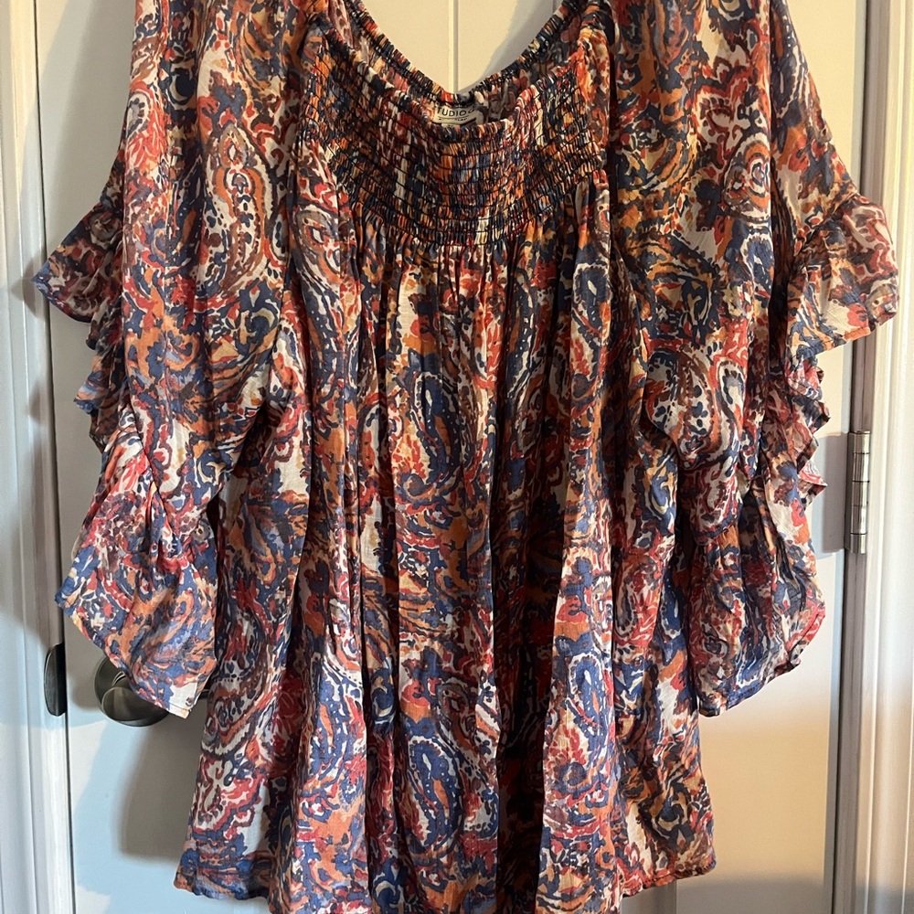 Studio B by Bobeau Floral Paisley Women's Top flowey boho style plus size 3x